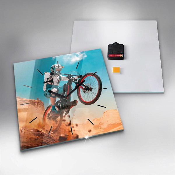 Ceas pătrat de perete din sticlă Cascader și adrenalină