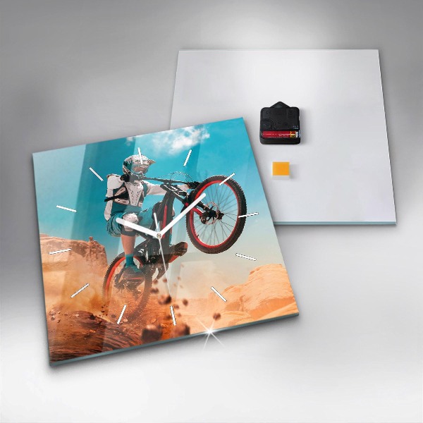 Ceas pătrat de perete din sticlă Cascader și adrenalină