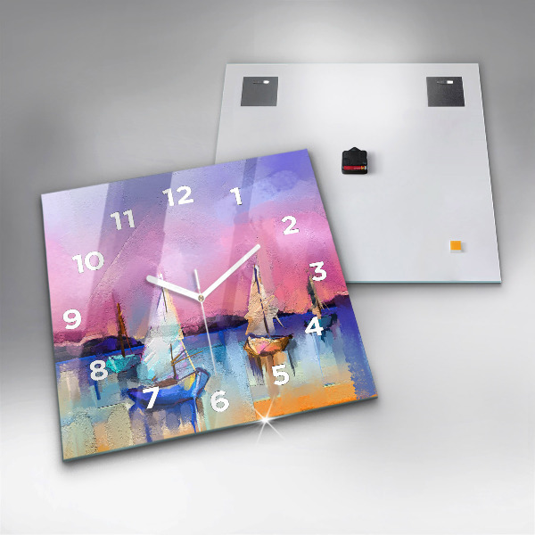 Ceas pătrat de perete din sticlă Peisaj marin