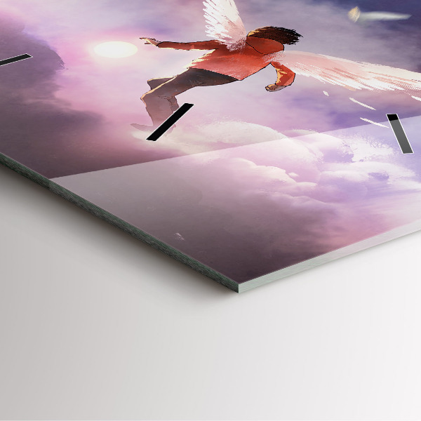 Ceas pătrat de perete din sticlă Băiat cu aripi