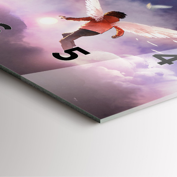 Ceas pătrat de perete din sticlă Băiat cu aripi