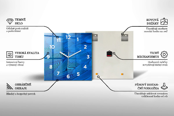 Ceas pătrat de perete din sticlă Peisaj de munte cețos