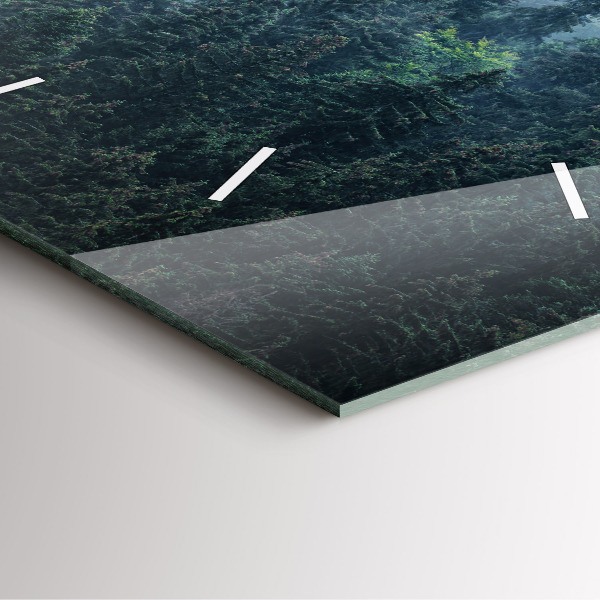 Ceas pătrat de perete din sticlă Peisaj de munte cețos