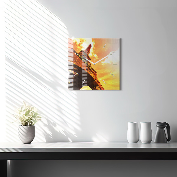 Ceas pătrat de perete din sticlă Turnul Eiffel din Paris