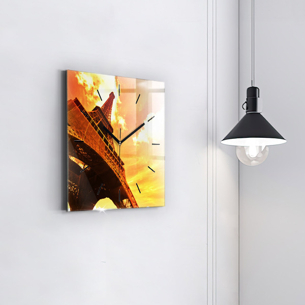 Ceas pătrat de perete din sticlă Turnul Eiffel din Paris