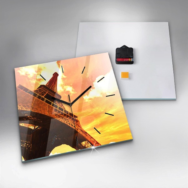 Ceas pătrat de perete din sticlă Turnul Eiffel din Paris