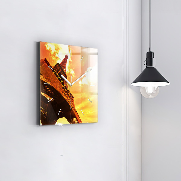 Ceas pătrat de perete din sticlă Turnul Eiffel din Paris