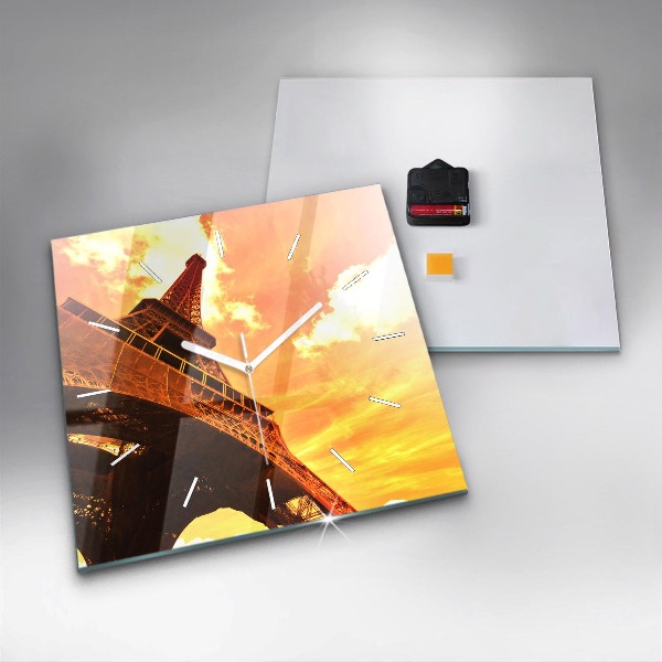 Ceas pătrat de perete din sticlă Turnul Eiffel din Paris