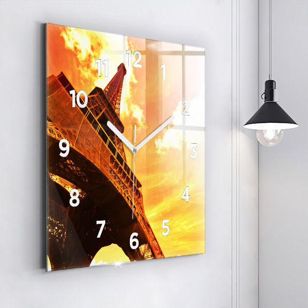 Ceas pătrat de perete din sticlă Turnul Eiffel din Paris
