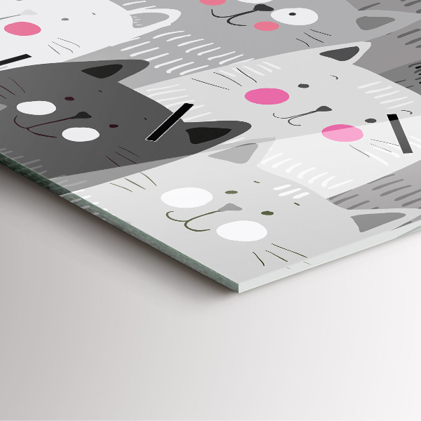 Ceas pătrat de perete din sticlă Model fără sudură cu pisici