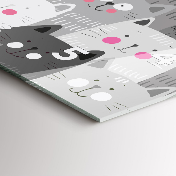 Ceas pătrat de perete din sticlă Model fără sudură cu pisici