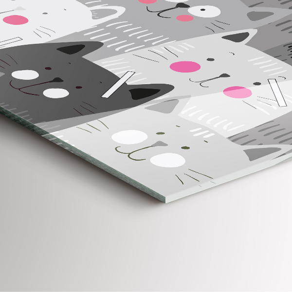 Ceas pătrat de perete din sticlă Model fără sudură cu pisici