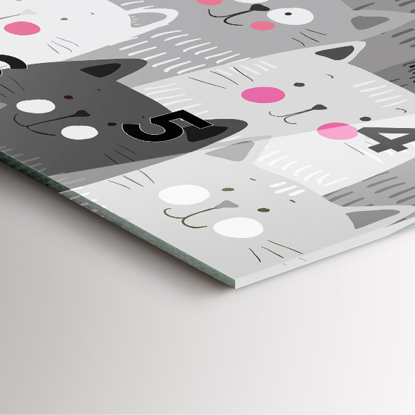 Ceas pătrat de perete din sticlă Model fără sudură cu pisici