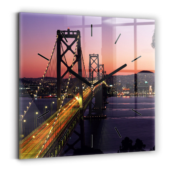 Ceas pătrat de perete din sticlă Apus de soare din SUA