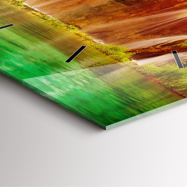 Ceas pătrat de perete din sticlă Vedere asupra cascadei