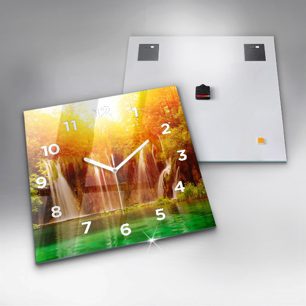 Ceas pătrat de perete din sticlă Vedere asupra cascadei