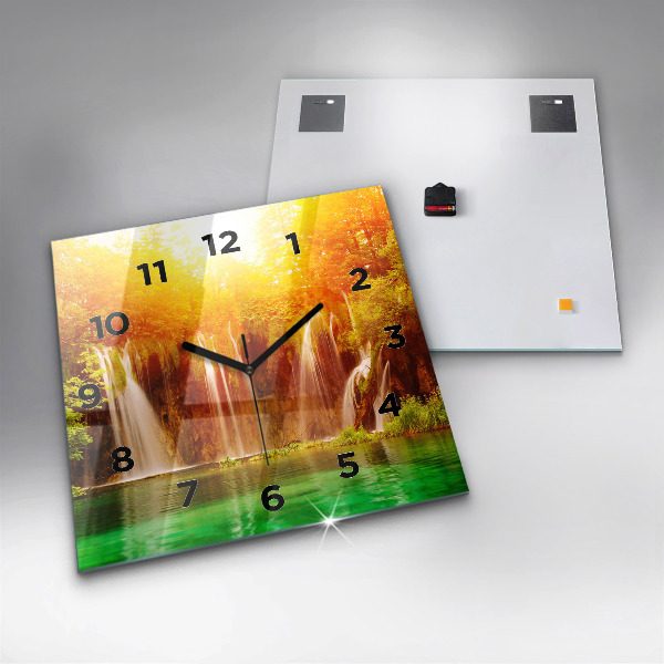 Ceas pătrat de perete din sticlă Vedere asupra cascadei