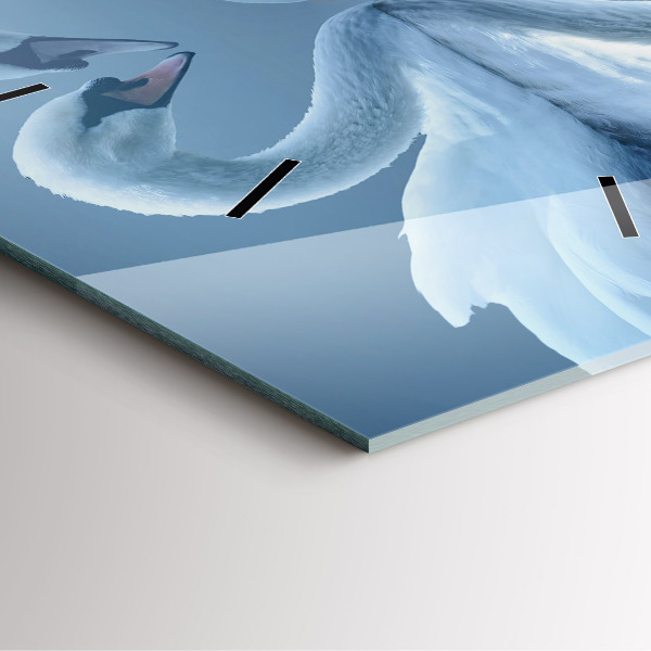 Ceas pătrat de perete din sticlă Lebăda în inimă