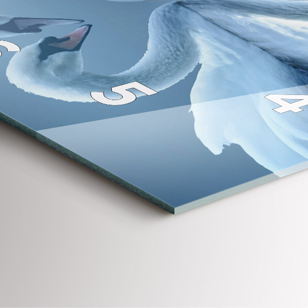 Ceas pătrat de perete din sticlă Lebăda în inimă