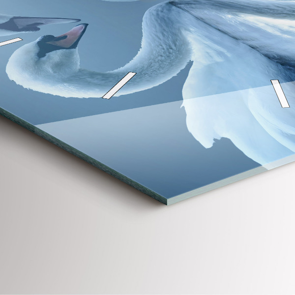 Ceas pătrat de perete din sticlă Lebăda în inimă