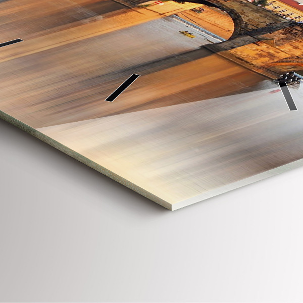 Ceas pătrat de perete din sticlă Panoramă peste râu