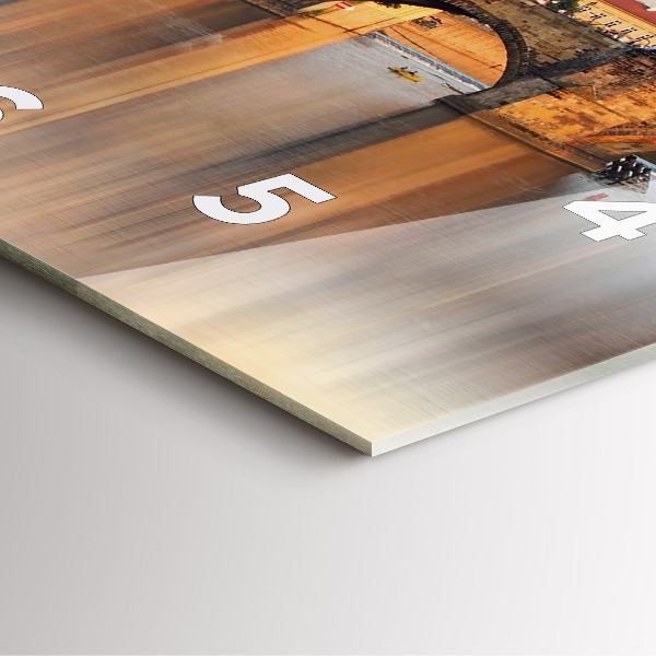 Ceas pătrat de perete din sticlă Panoramă peste râu