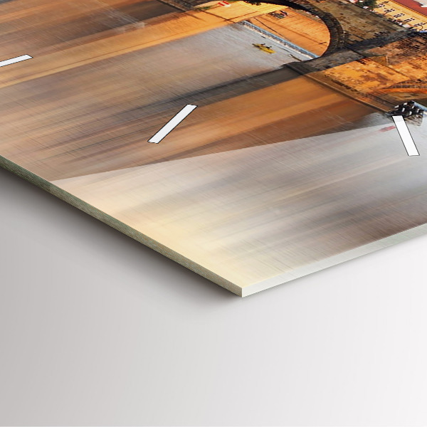 Ceas pătrat de perete din sticlă Panoramă peste râu