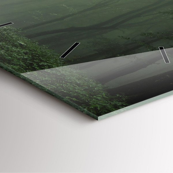 Ceas pătrat de perete din sticlă Pădure cețoasă dimineața