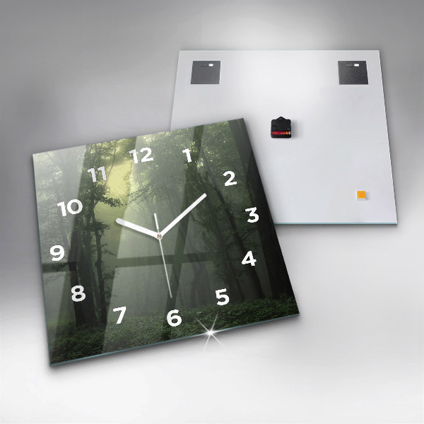 Ceas pătrat de perete din sticlă Pădure cețoasă dimineața