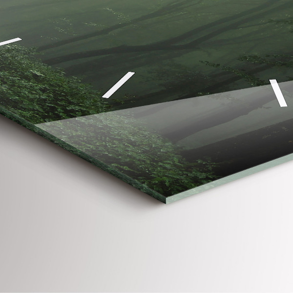 Ceas pătrat de perete din sticlă Pădure cețoasă dimineața