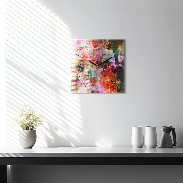 Ceas pătrat de perete din sticlă Compoziție abstractă