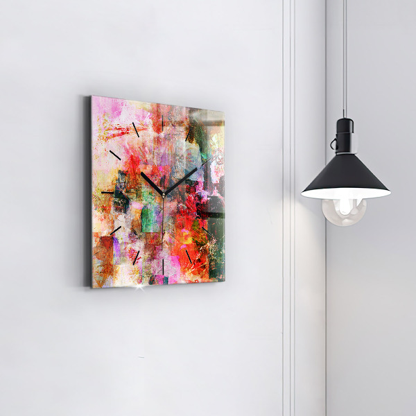 Ceas pătrat de perete din sticlă Compoziție abstractă