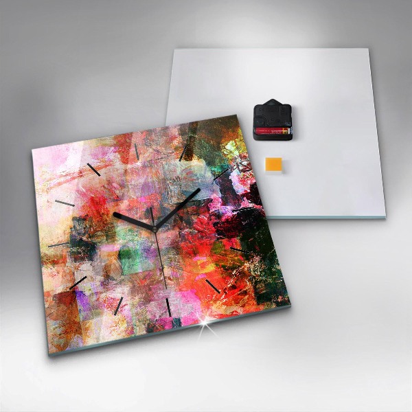 Ceas pătrat de perete din sticlă Compoziție abstractă