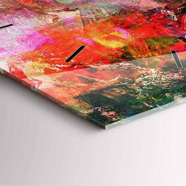 Ceas pătrat de perete din sticlă Compoziție abstractă