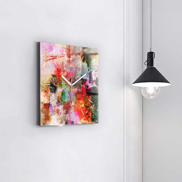 Ceas pătrat de perete din sticlă Compoziție abstractă
