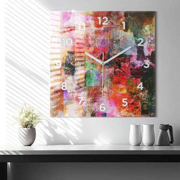 Ceas pătrat de perete din sticlă Compoziție abstractă
