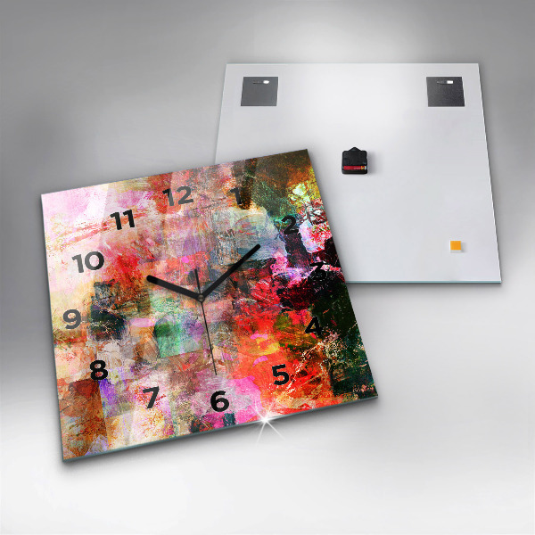Ceas pătrat de perete din sticlă Compoziție abstractă