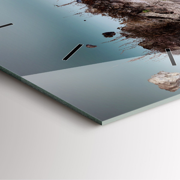 Ceas pătrat de perete din sticlă Insulă zburătoare și cascadă