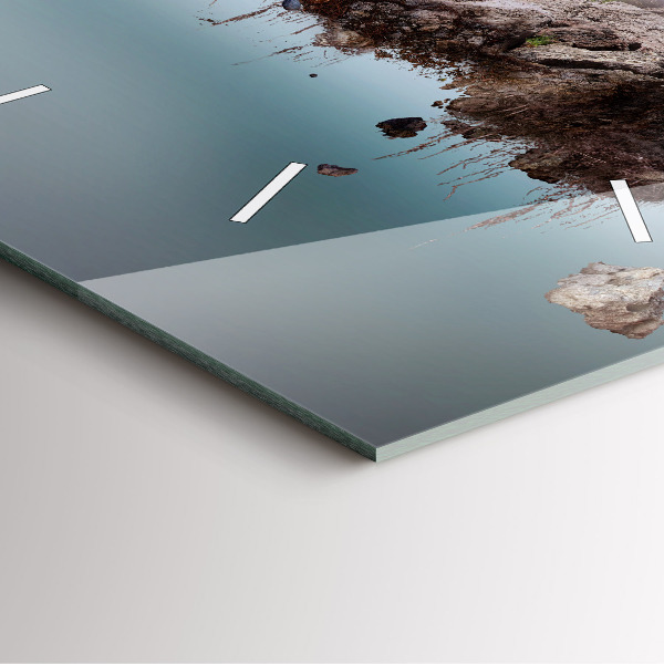 Ceas pătrat de perete din sticlă Insulă zburătoare și cascadă