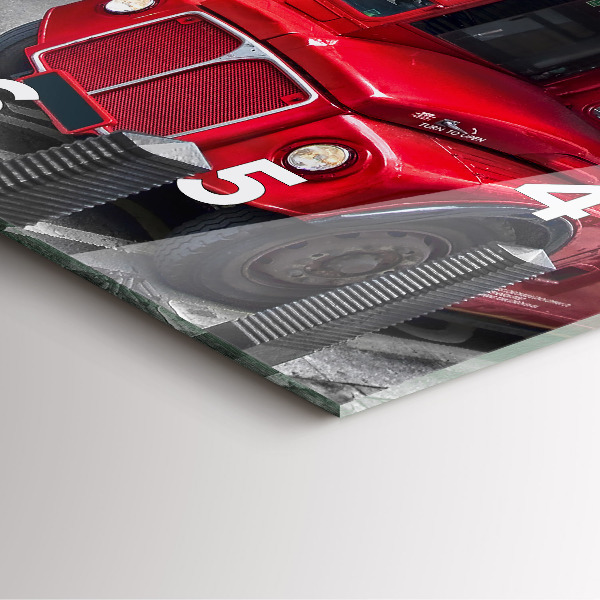 Ceas pătrat de perete din sticlă Autobuz roșu cu etaj