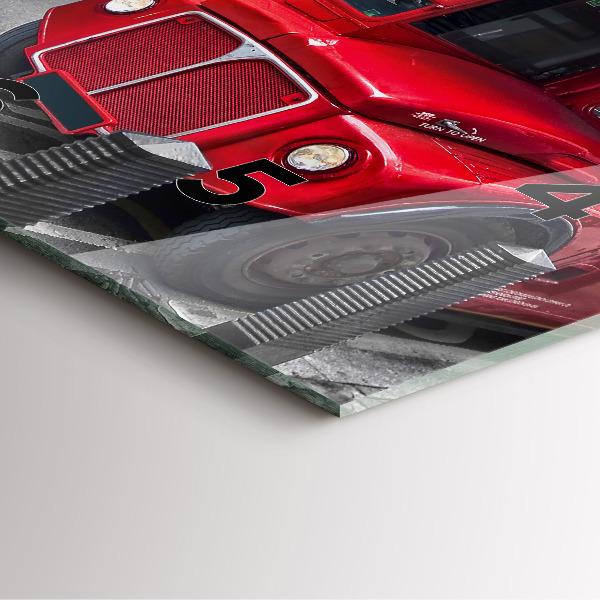 Ceas pătrat de perete din sticlă Autobuz roșu cu etaj