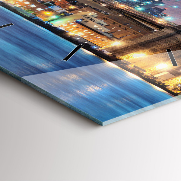 Ceas pătrat de perete din sticlă Podul Brooklyn și East River