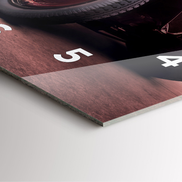 Ceas pătrat de perete din sticlă Mașină în stil vintage