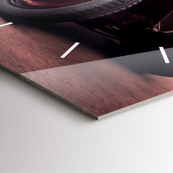 Ceas pătrat de perete din sticlă Mașină în stil vintage