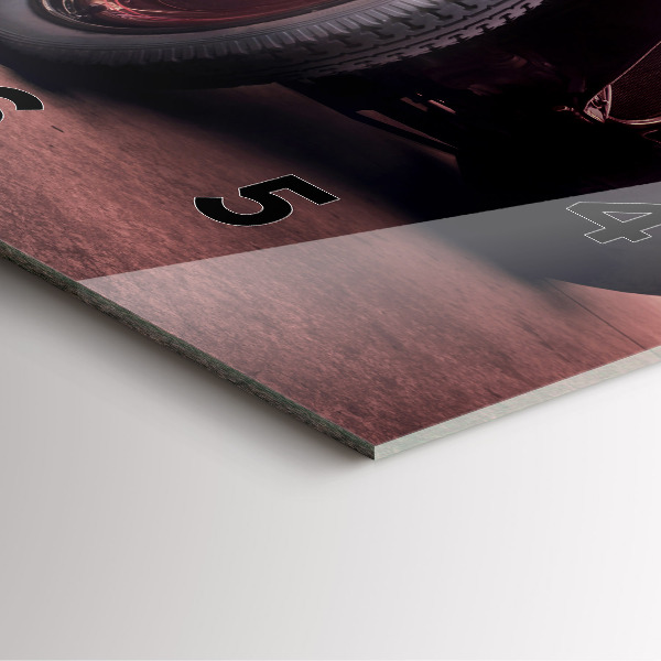 Ceas pătrat de perete din sticlă Mașină în stil vintage