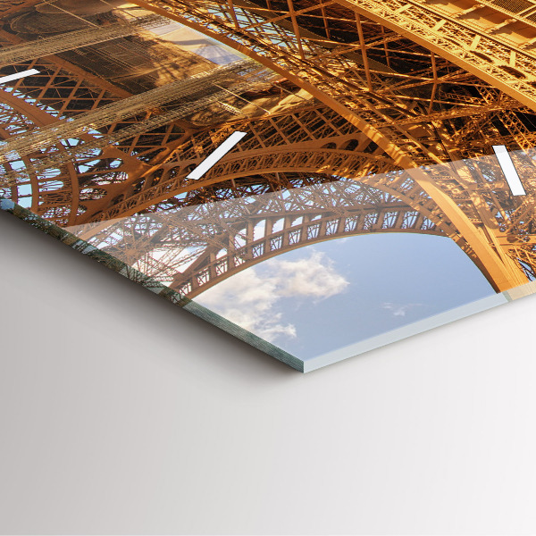 Ceas pătrat de perete din sticlă Turnul Eiffel pe fundalul norilor