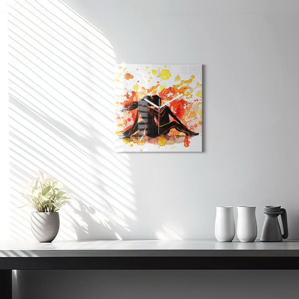 Ceas pătrat de perete din sticlă Dragoste și un cuplu de îndrăgostiți