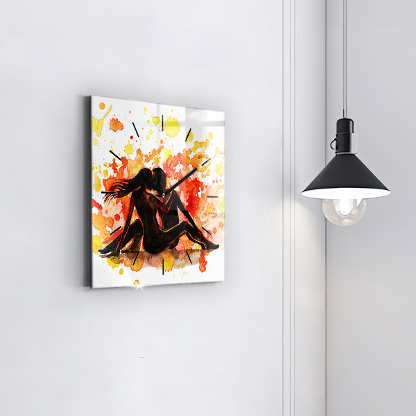 Ceas pătrat de perete din sticlă Dragoste și un cuplu de îndrăgostiți