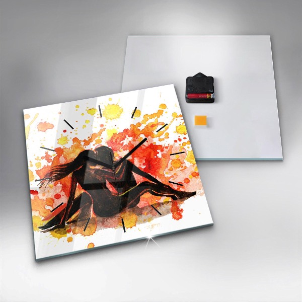 Ceas pătrat de perete din sticlă Dragoste și un cuplu de îndrăgostiți