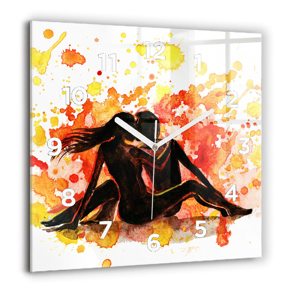 Ceas pătrat de perete din sticlă Dragoste și un cuplu de îndrăgostiți